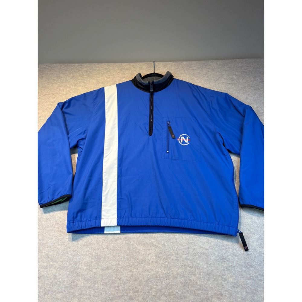 Vintage 90s Nautica Competition Blue Fleece Lined Quarter Zip Pullover Large